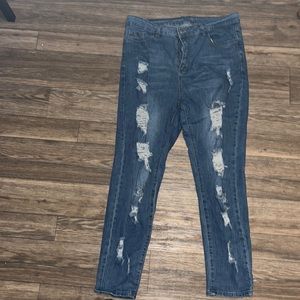 Plus high waisted Ripped skinny jeans